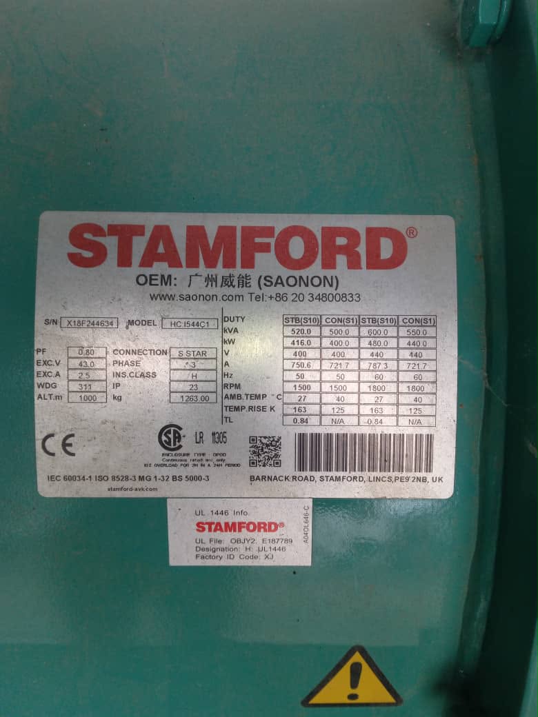 CUMMINS DIESEL – MODEL CD-C500KVA