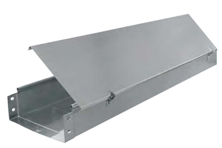 SYSTÈME DE CANALISATION ET PASSERELLES À ENCASTREMENT CABLES ELECTRIQUES AVEC COUVERCLES MUNIS DE CHARNIERES