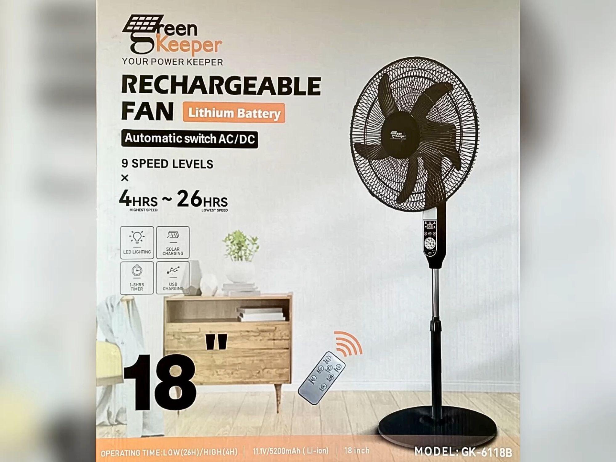 VENTILATEUR RECHARGEABLE 18 POUCES