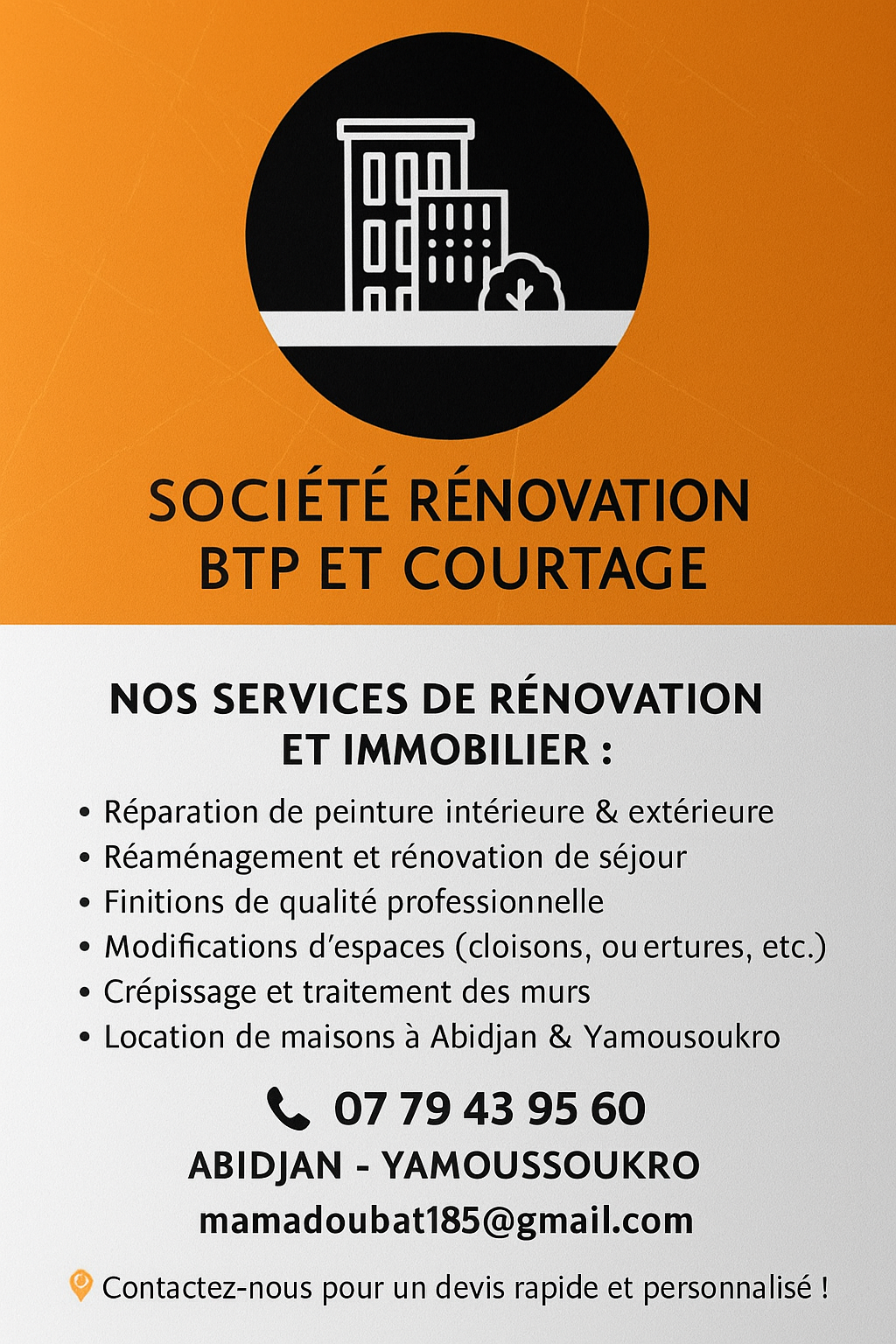 RENOVATION DE PEINTURE — RÉNOVATION SÉJOUR — FINITION — MODIFICATION — CRÉPISSAGE