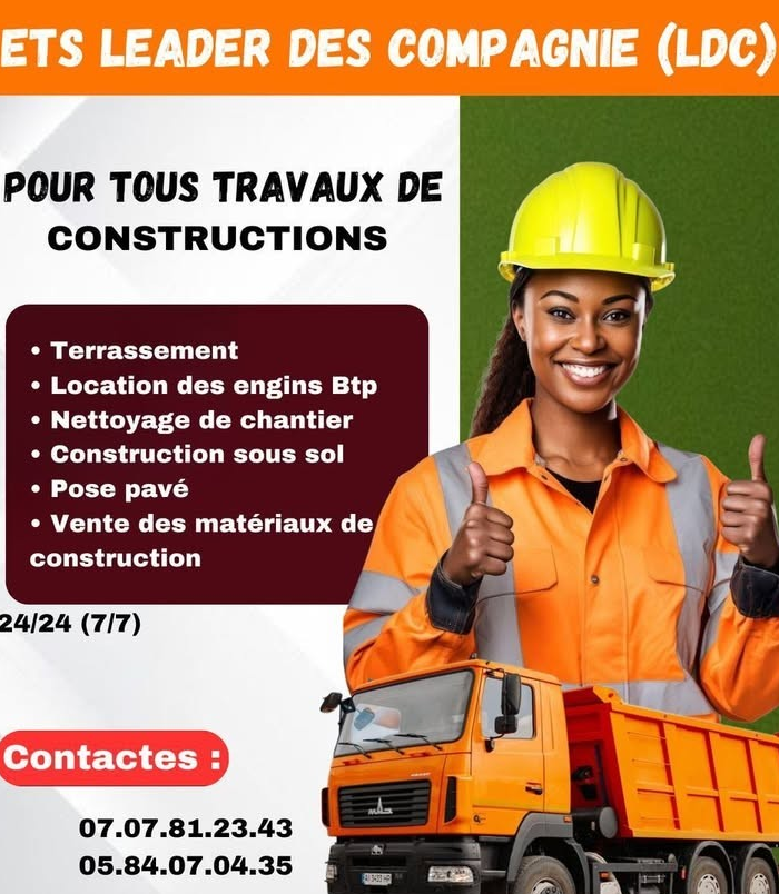 vente des matériaux constructions ( sable , gravier , ciments , fer à béton , terre rouge , latérites etc. )